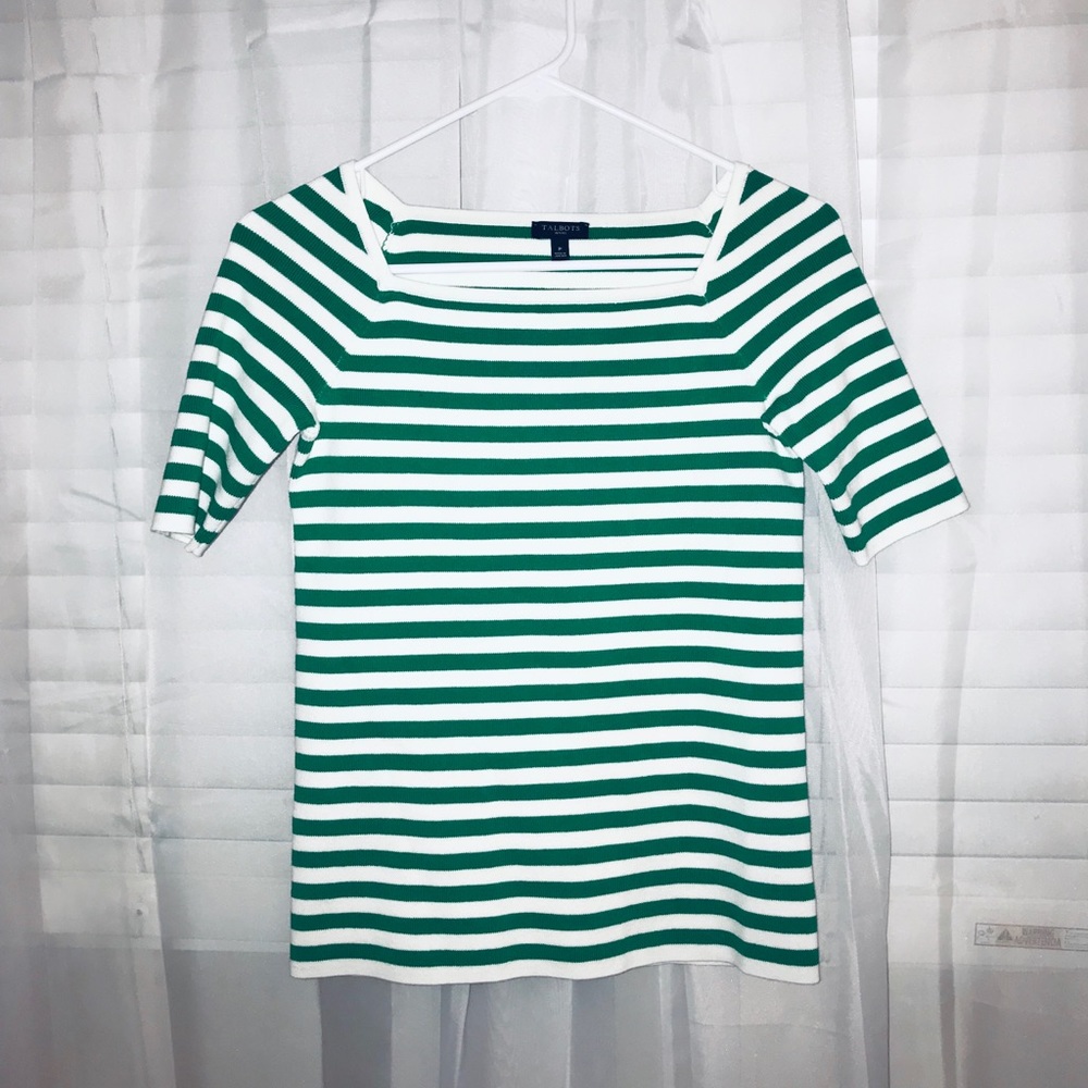 Talbots stripe top w/ square neckline